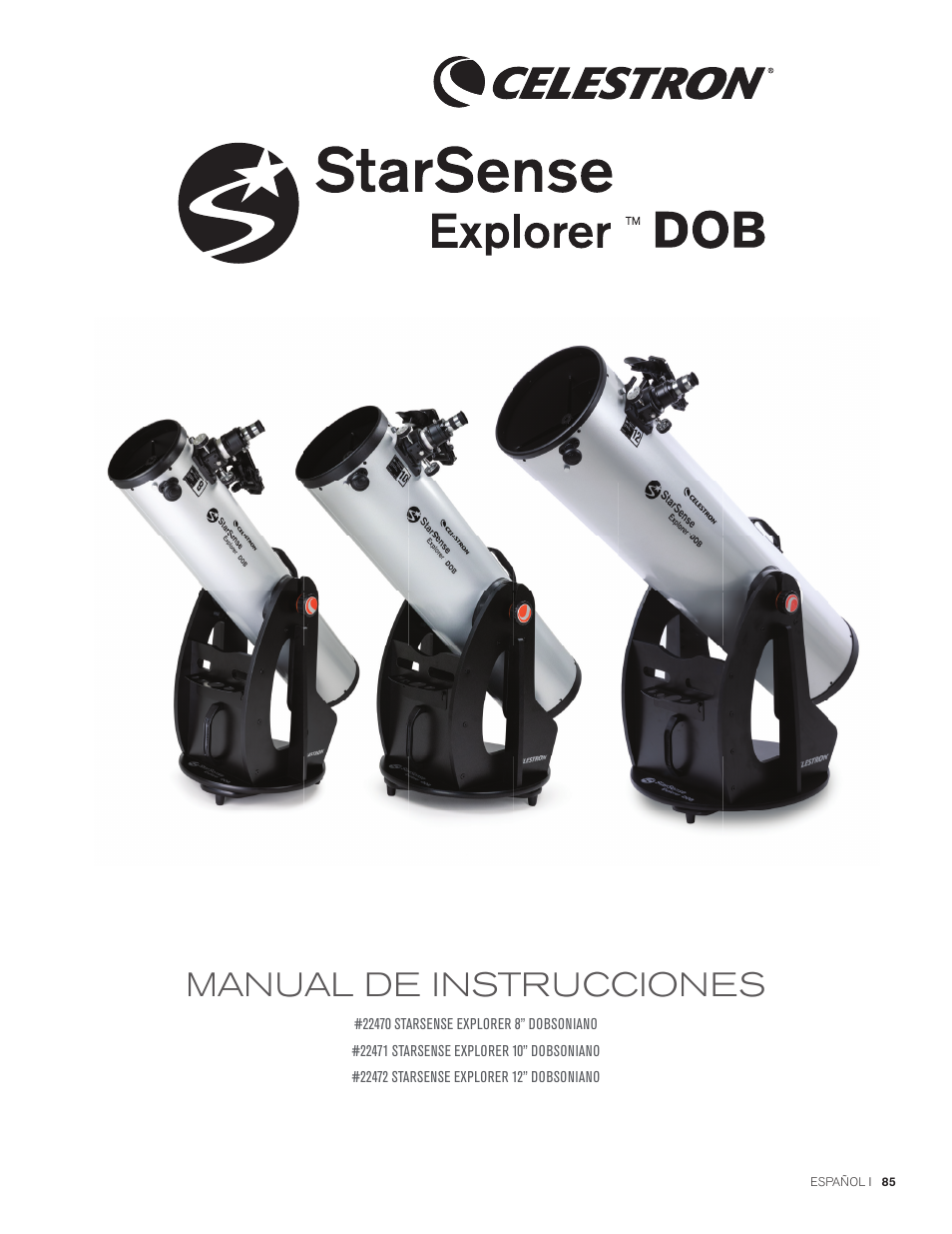 Manual de instrucciones | Celestron StarSense Explorer 12" f/4.9 Dobsonian Telescope User Manual | Page 85 / 105