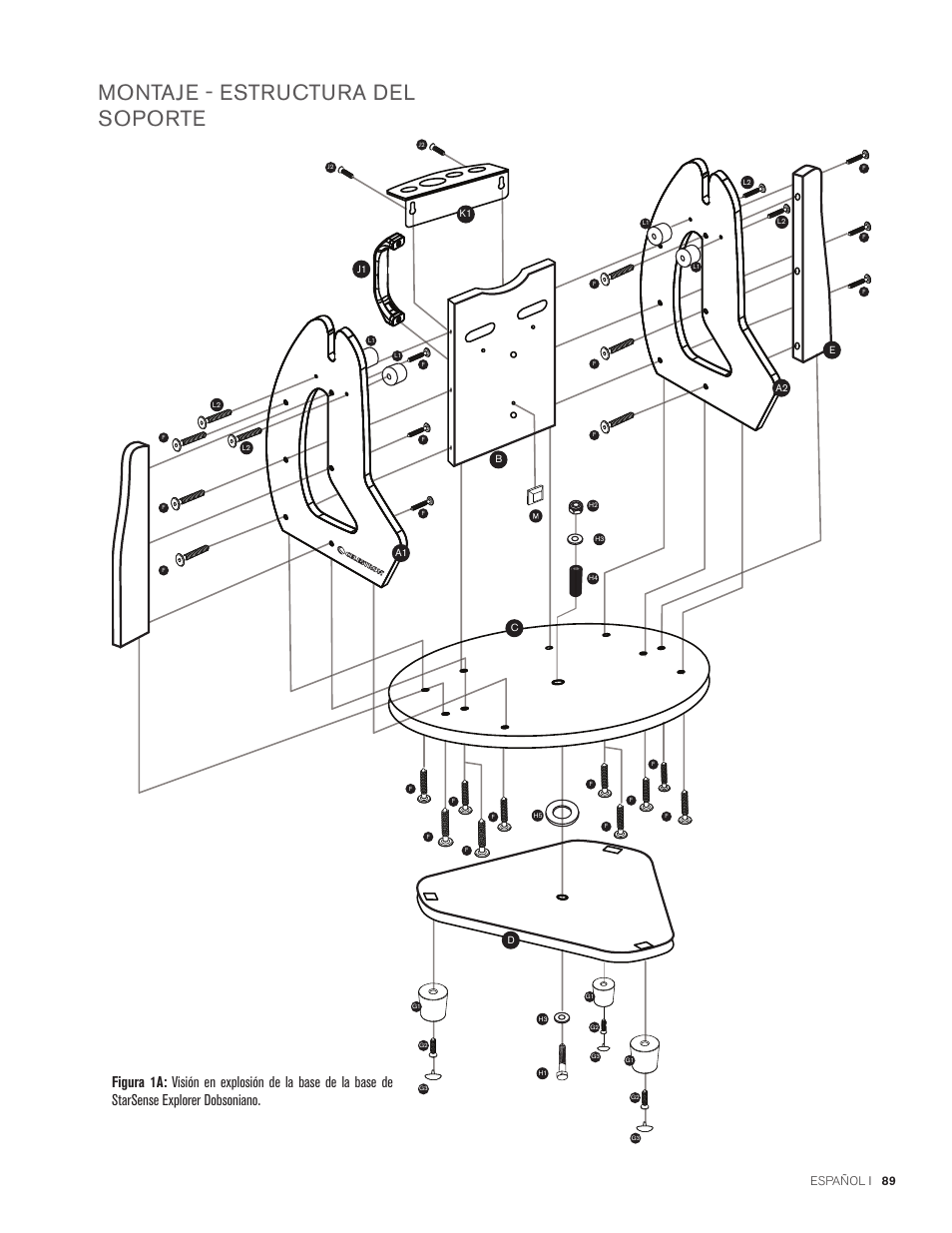 Montaje - estructura del soporte | Celestron StarSense Explorer 12" f/4.9 Dobsonian Telescope User Manual | Page 89 / 105