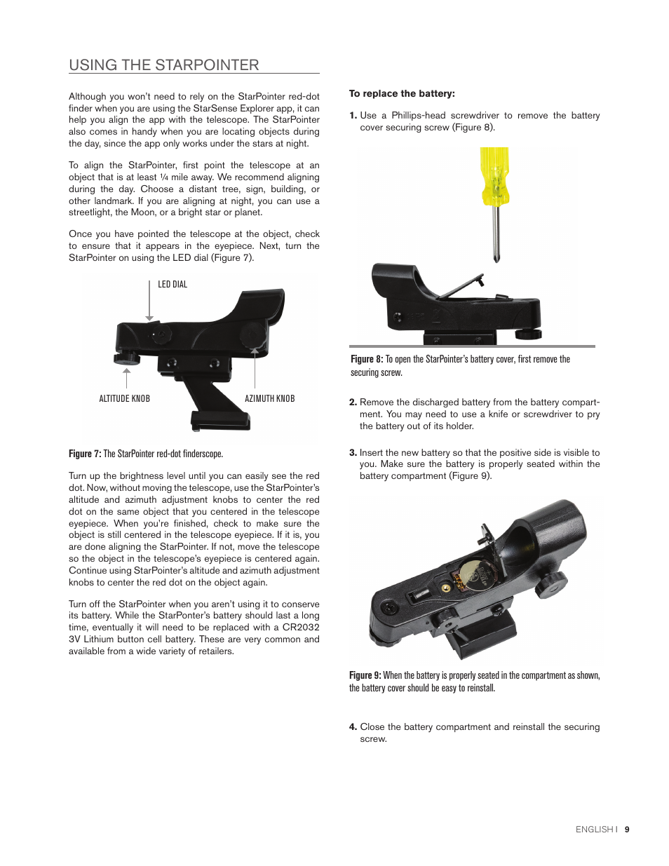 Using the starpointer | Celestron StarSense Explorer 12" f/4.9 Dobsonian Telescope User Manual | Page 9 / 105