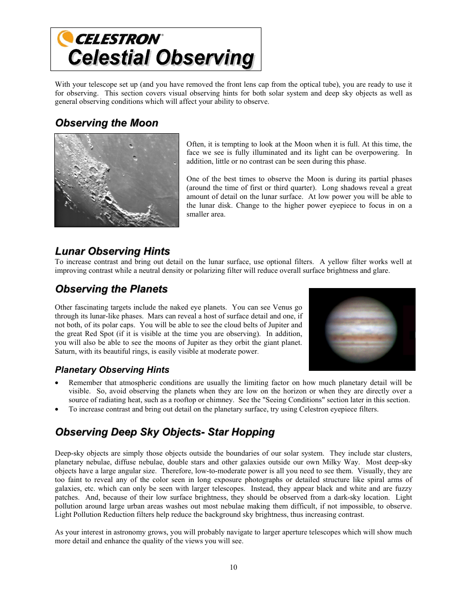 Celestron FirstScope 76mm f/4 Signature Series Moon Alt-Az Reflector Telescope User Manual | Page 10 / 80