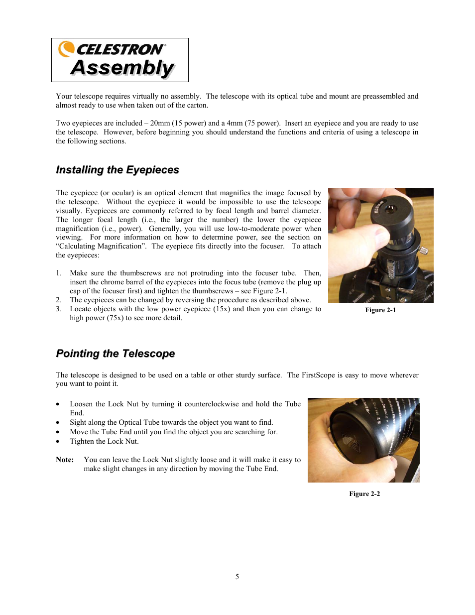 Celestron FirstScope 76mm f/4 Signature Series Moon Alt-Az Reflector Telescope User Manual | Page 5 / 80