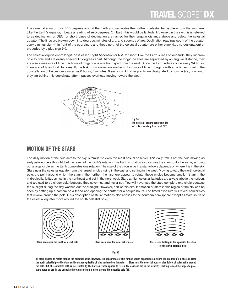 Motion of the stars | Celestron Travel Scope DX 60mm f/6 AZ Refractor Telescope Digiscoping Kit User Manual | Page 14 / 115