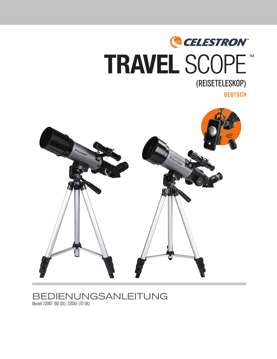 Bedienungsanleitung, Reiseteleskop) | Celestron Travel Scope DX 60mm f/6 AZ Refractor Telescope Digiscoping Kit User Manual | Page 47 / 115