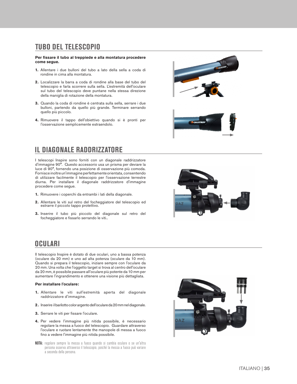 Celestron Inspire 100AZ 100mm f/6.6 Alt-Az Refractor Telescope User Manual | Page 35 / 40