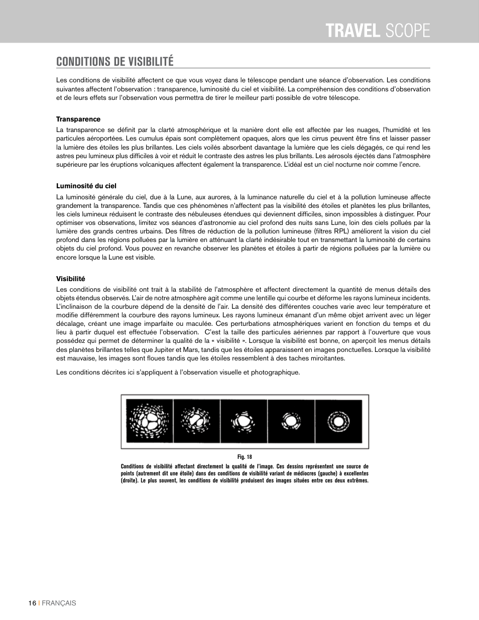 Conditions de visibilité | Celestron Travel Scope 80mm f/5 AZ Refractor Telescope Kit User Manual | Page 36 / 100