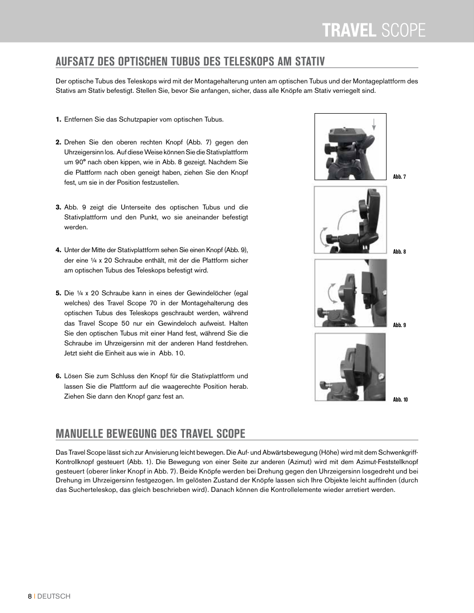Manuelle bewegung des travel scope | Celestron Travel Scope 80mm f/5 AZ Refractor Telescope Kit User Manual | Page 48 / 100
