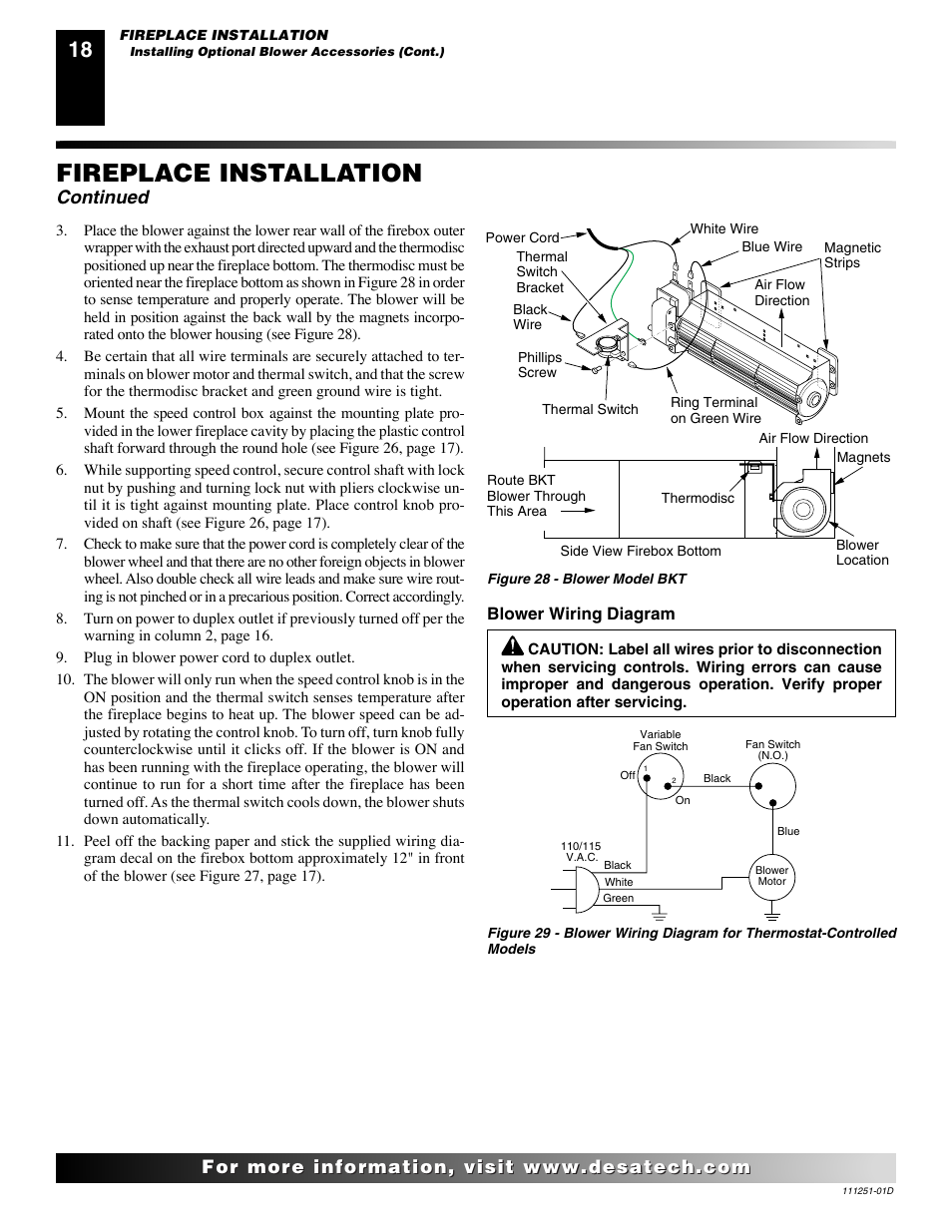 Fireplace installation, Continued | Desa (V)T36ENA SERIES User Manual | Page 18 / 38