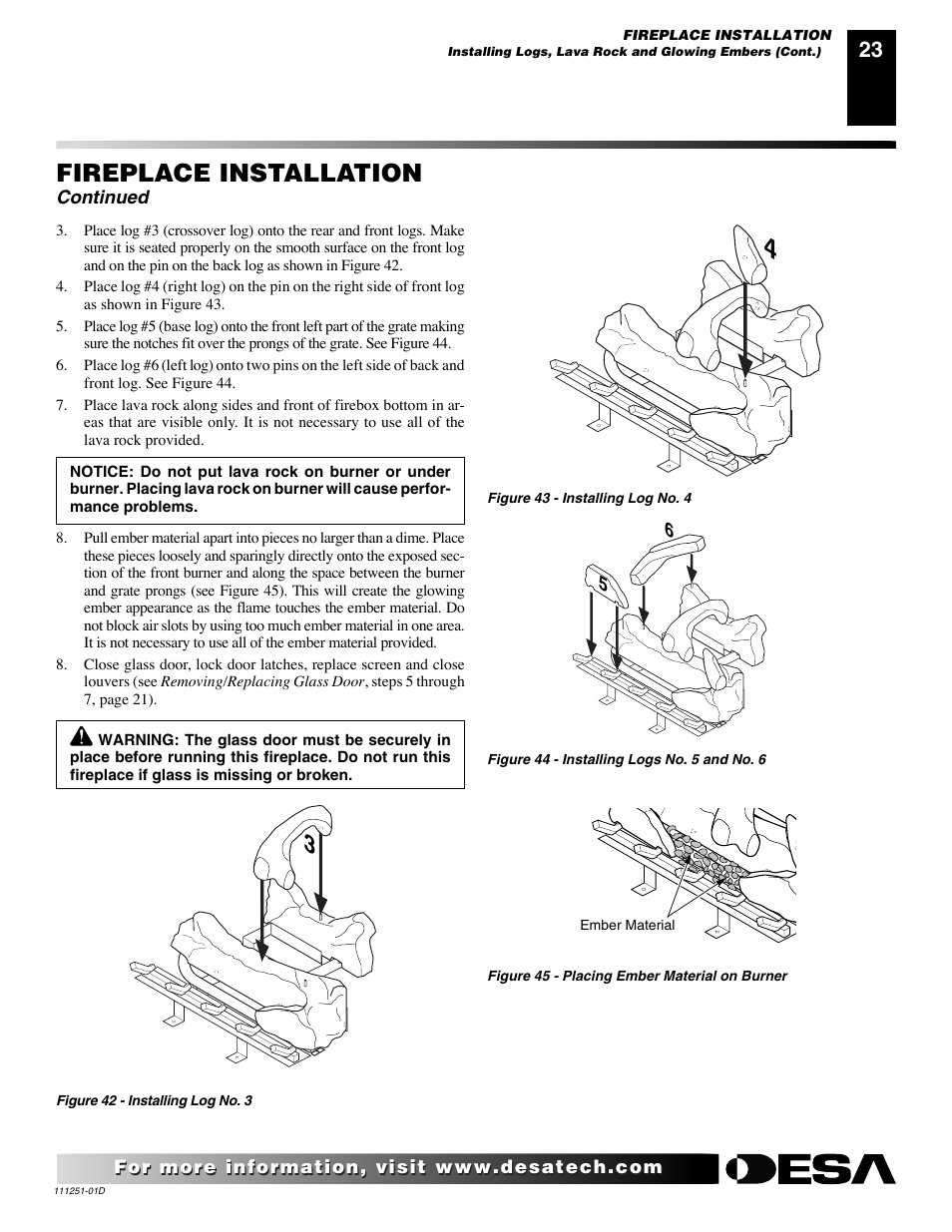 Fireplace installation | Desa (V)T36ENA SERIES User Manual | Page 23 / 38