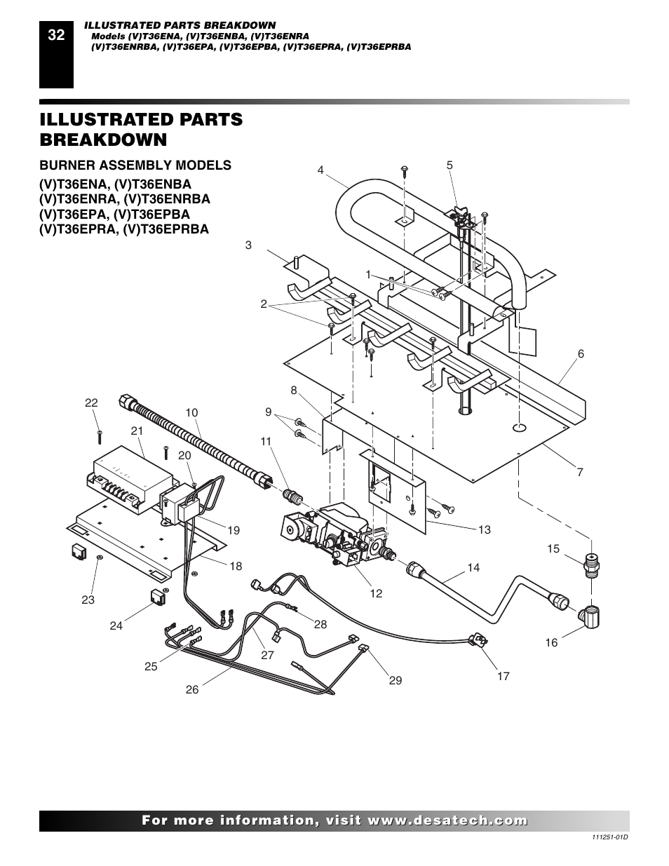 Illustrated parts breakdown | Desa (V)T36ENA SERIES User Manual | Page 32 / 38