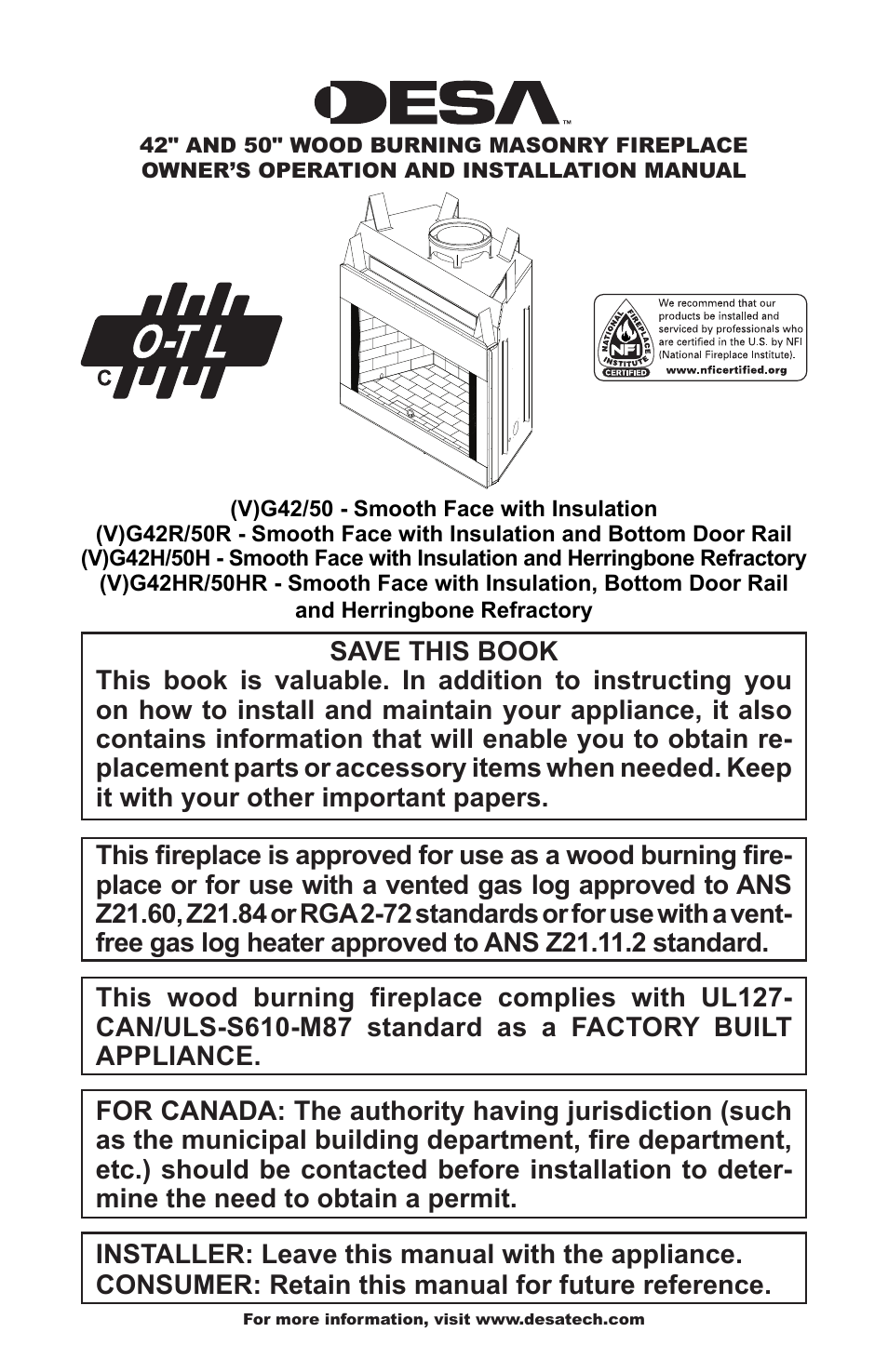 Desa (V)G42/50 User Manual | 16 pages