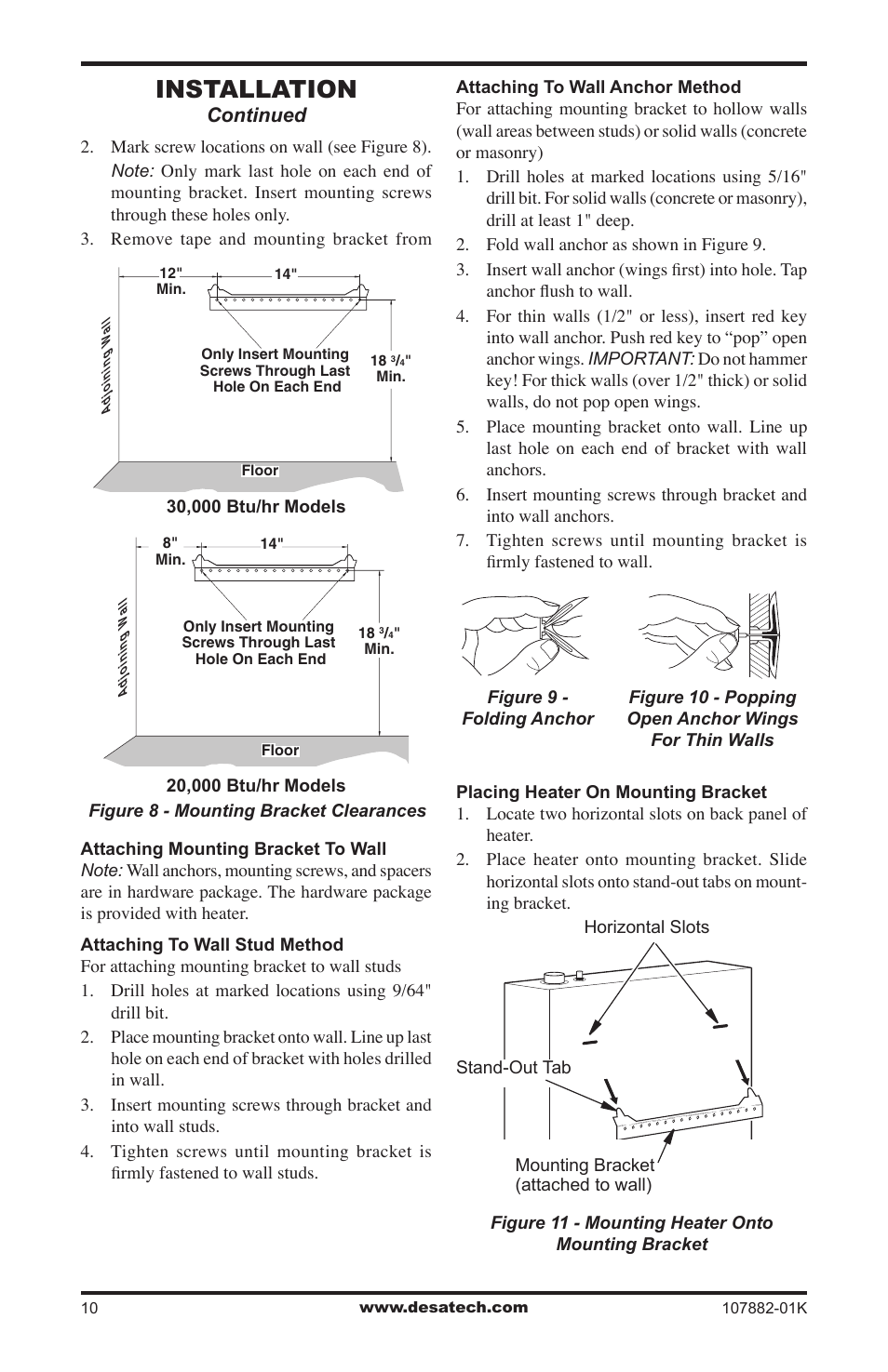 Installation, Continued | Desa CBN20T  EN User Manual | Page 10 / 32