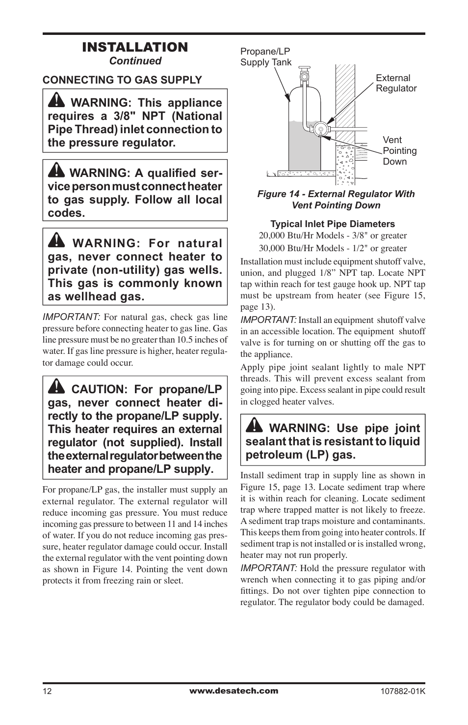 Installation | Desa CBN20T  EN User Manual | Page 12 / 32