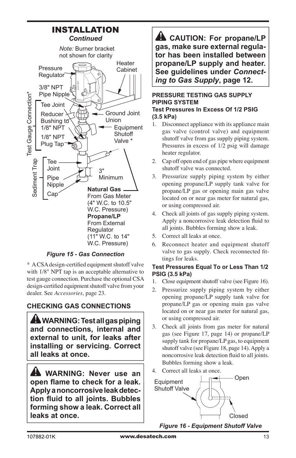 Installation | Desa CBN20T  EN User Manual | Page 13 / 32