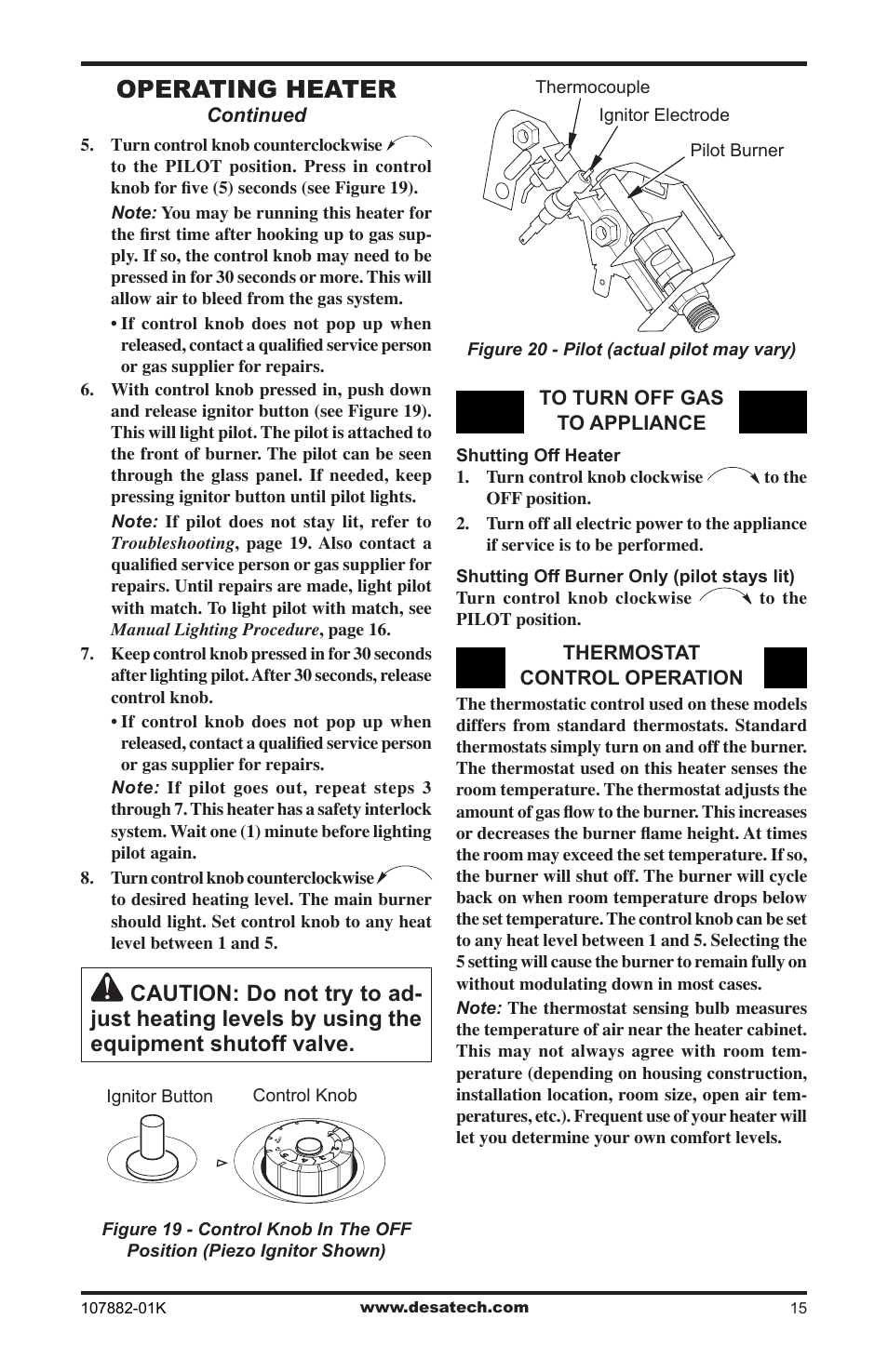 Operating heater | Desa CBN20T  EN User Manual | Page 15 / 32