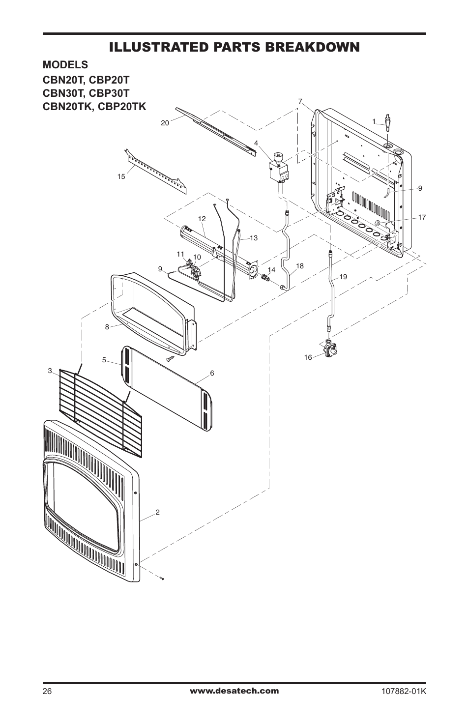 Illustrated parts breakdown | Desa CBN20T  EN User Manual | Page 26 / 32