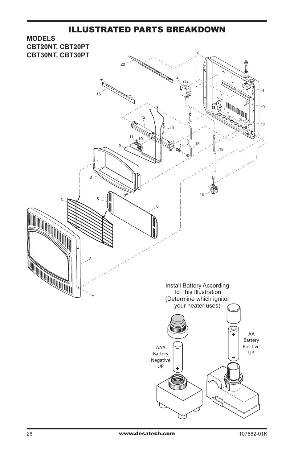 Illustrated parts breakdown | Desa CBN20T  EN User Manual | Page 28 / 32