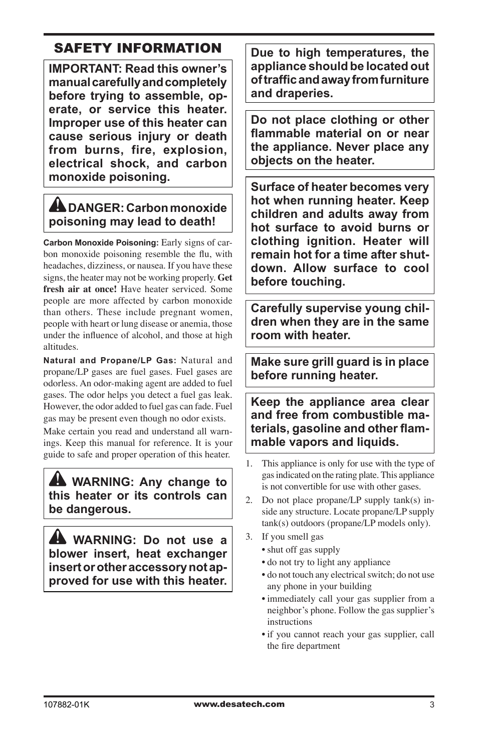 Safety information | Desa CBN20T  EN User Manual | Page 3 / 32
