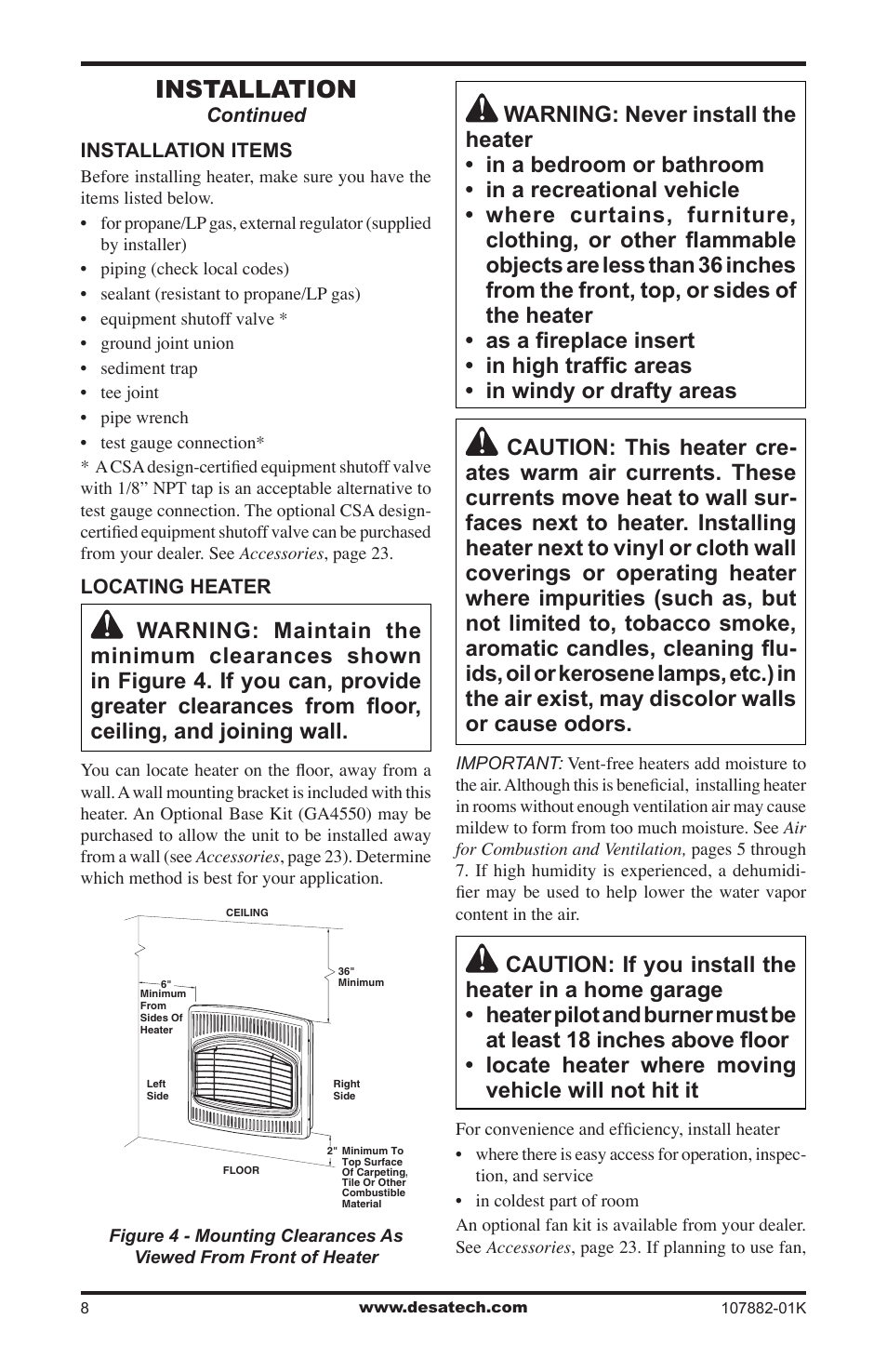 Installation | Desa CBN20T  EN User Manual | Page 8 / 32
