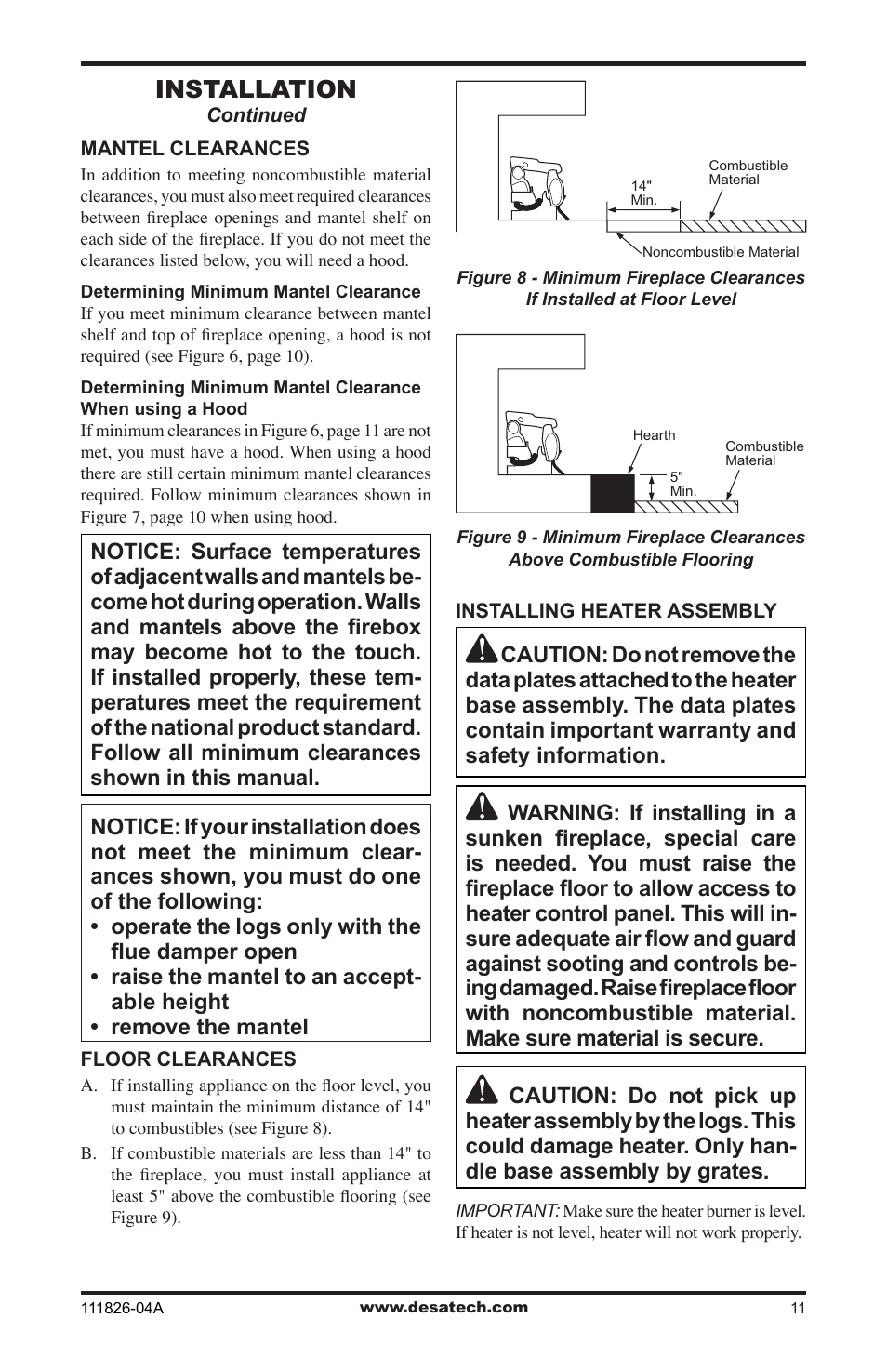 Installation | Desa VF-18P-PJD User Manual | Page 11 / 32