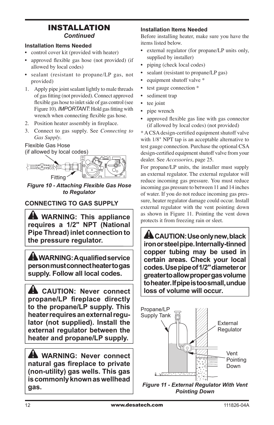 Installation | Desa VF-18P-PJD User Manual | Page 12 / 32