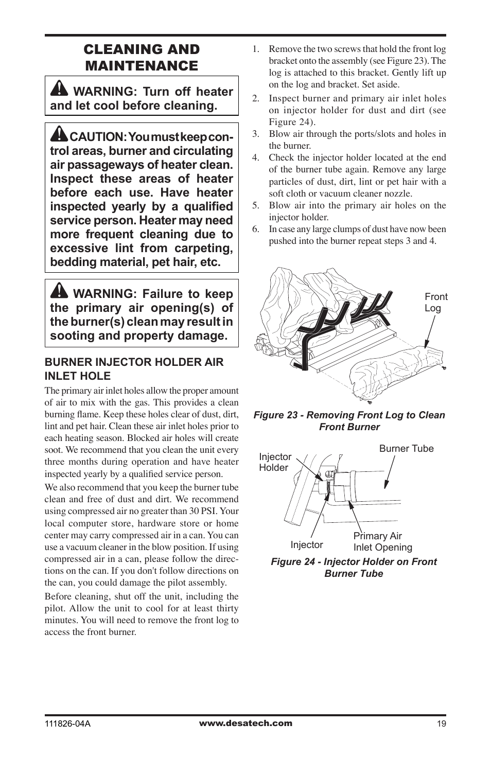 Cleaning and maintenance | Desa VF-18P-PJD User Manual | Page 19 / 32