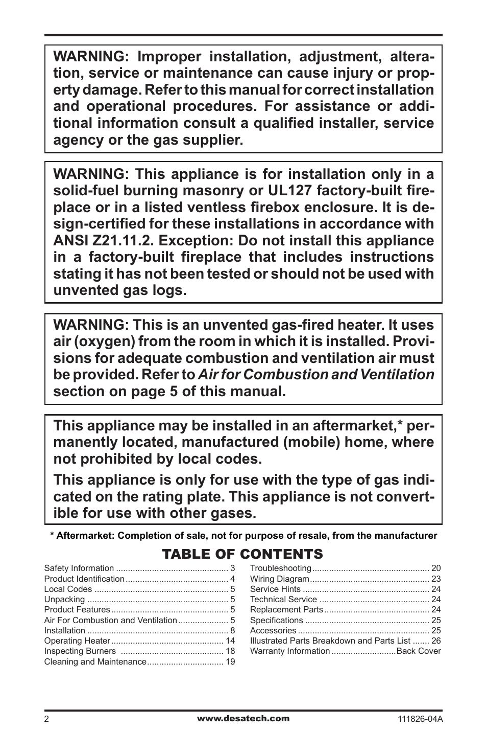 Desa VF-18P-PJD User Manual | Page 2 / 32