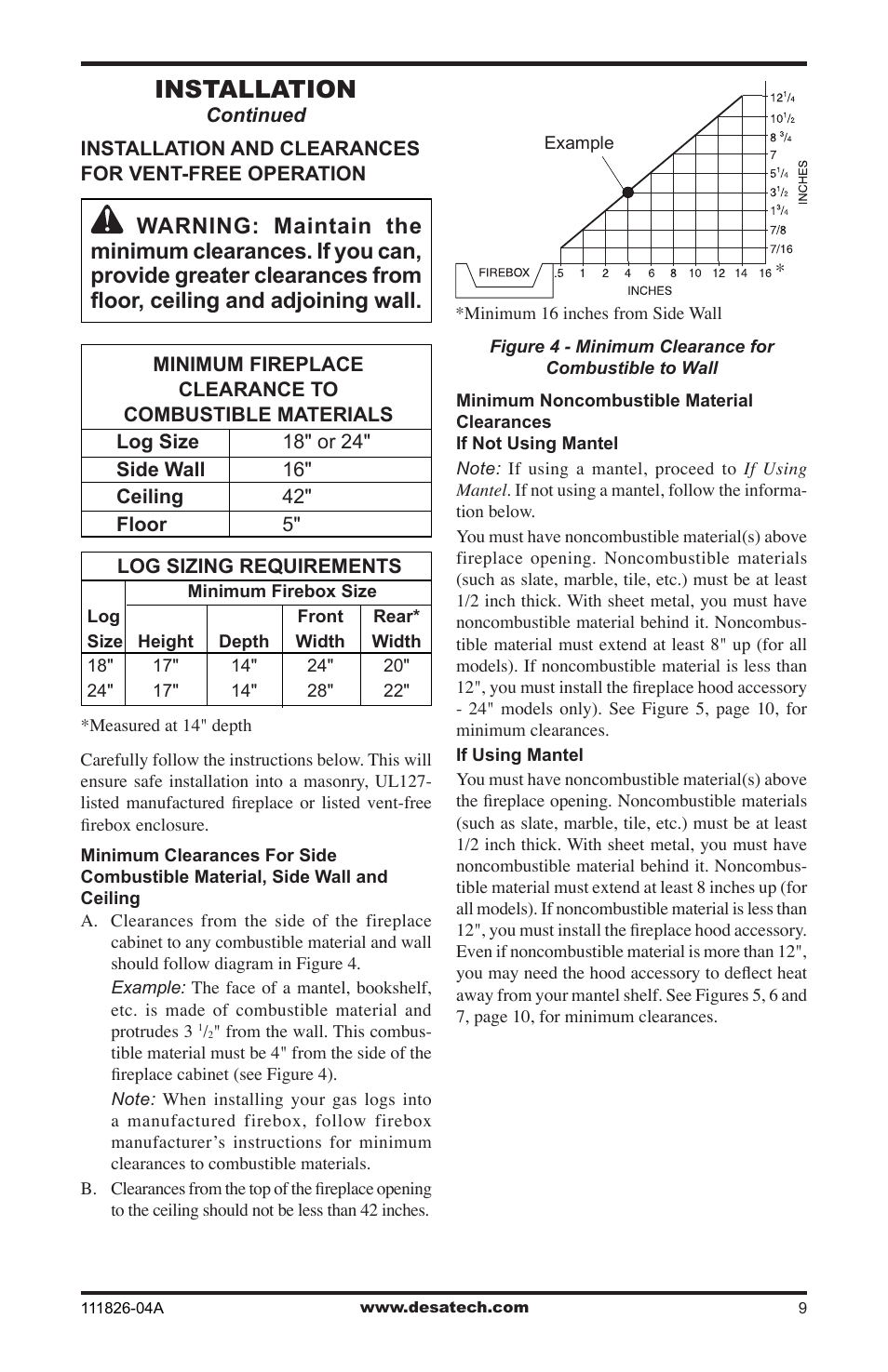 Installation | Desa VF-18P-PJD User Manual | Page 9 / 32