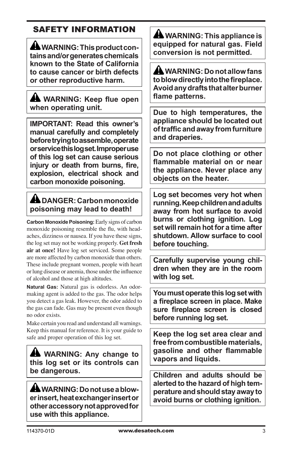 Safety information | Desa VTD-24N-JHB User Manual | Page 3 / 16