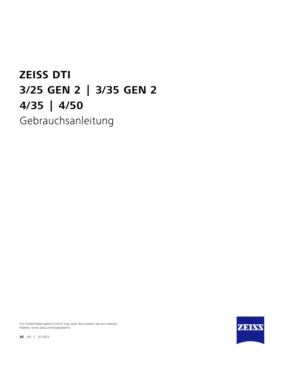 Carl Zeiss 640 x 512 DTI 4/35 Digital Thermal Imaging Camera (50Hz) User Manual | 15 pages