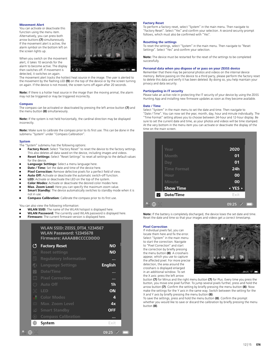 Carl Zeiss 640 x 512 DTI 4/35 Digital Thermal Imaging Camera (50Hz) User Manual | Page 12 / 15