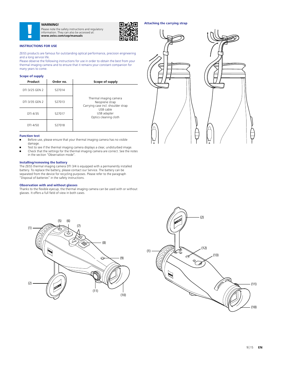 Carl Zeiss 640 x 512 DTI 4/35 Digital Thermal Imaging Camera (50Hz) User Manual | Page 9 / 15