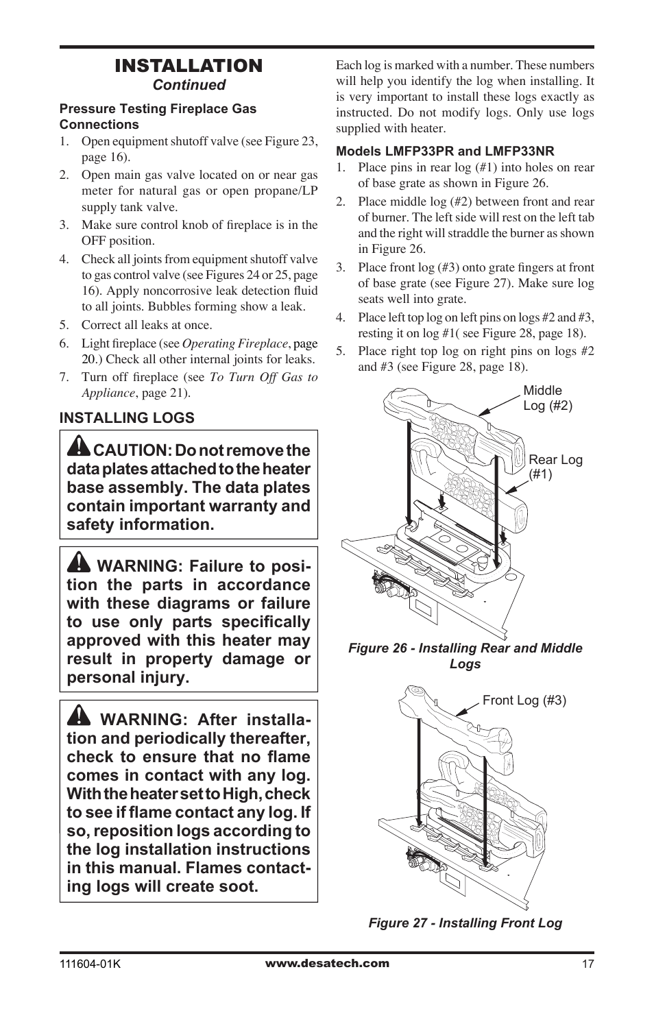 Installation | Desa LMFP33NR(A) User Manual | Page 17 / 36