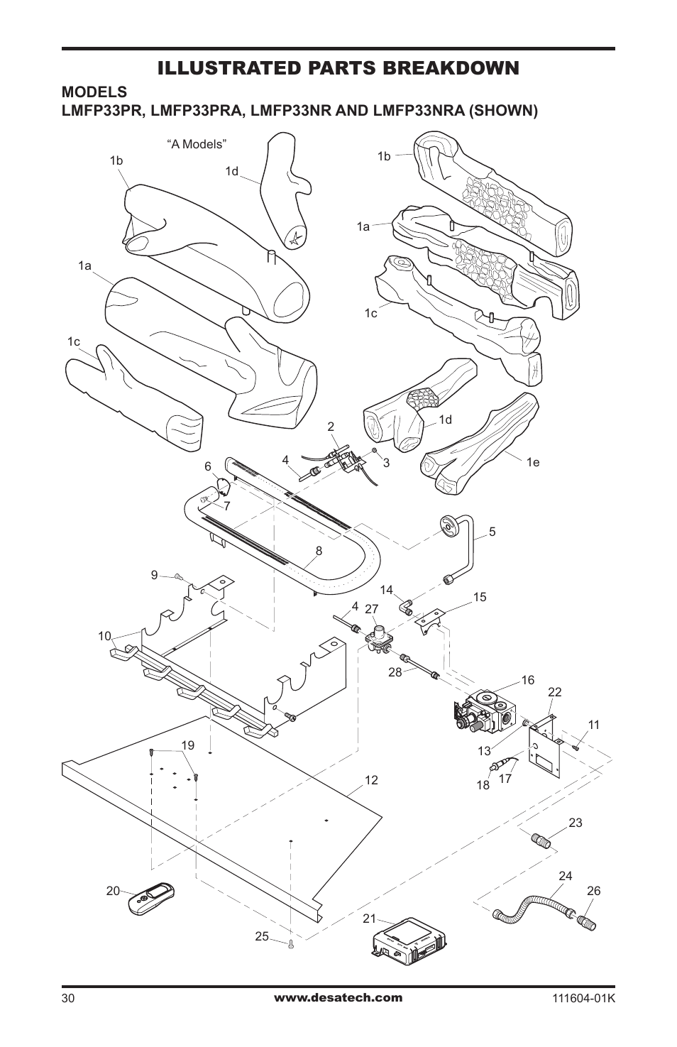 Illustrated parts breakdown | Desa LMFP33NR(A) User Manual | Page 30 / 36