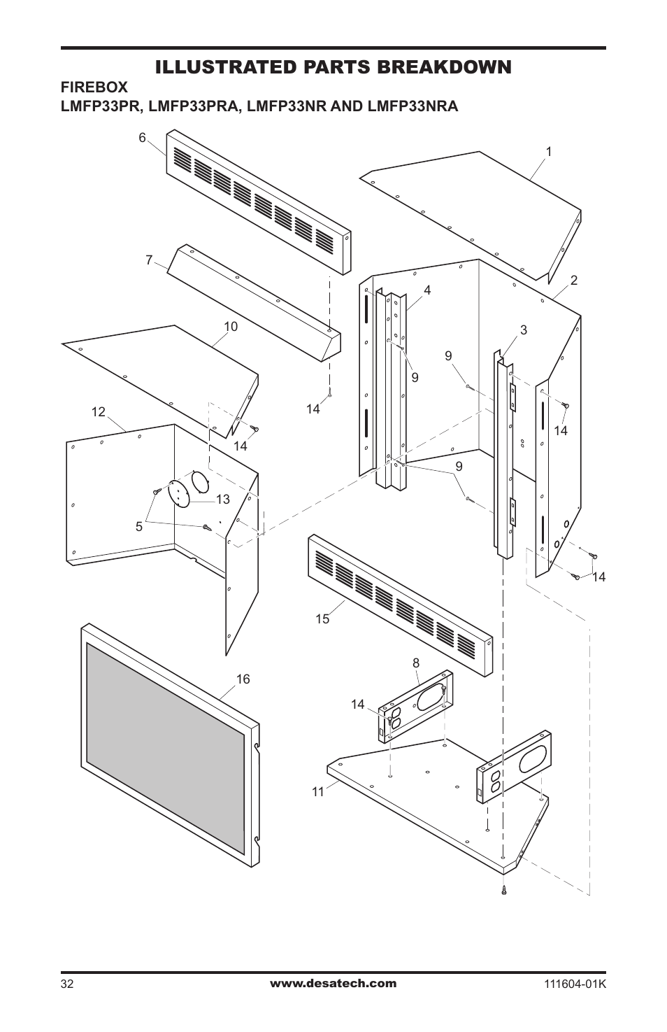 Illustrated parts breakdown | Desa LMFP33NR(A) User Manual | Page 32 / 36