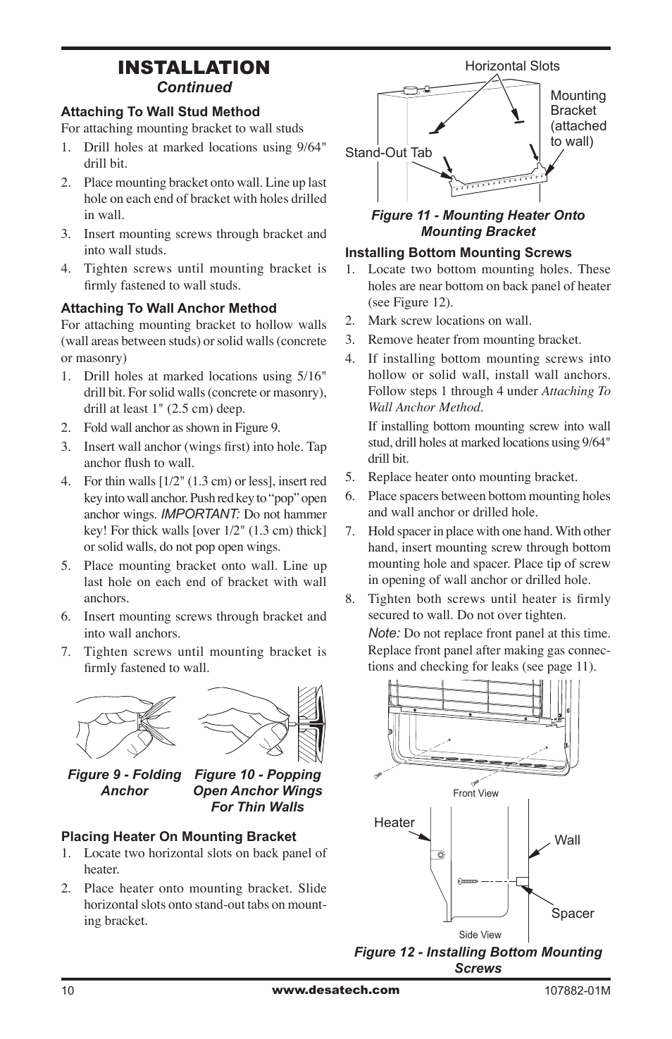 Installation | Desa CBT30NT User Manual | Page 10 / 28