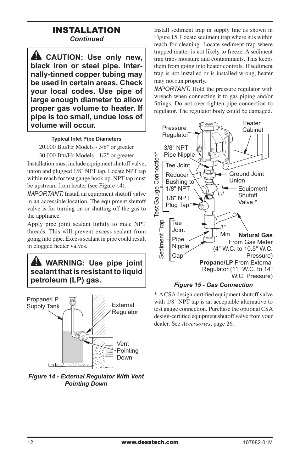 Installation | Desa CBT30NT User Manual | Page 12 / 28