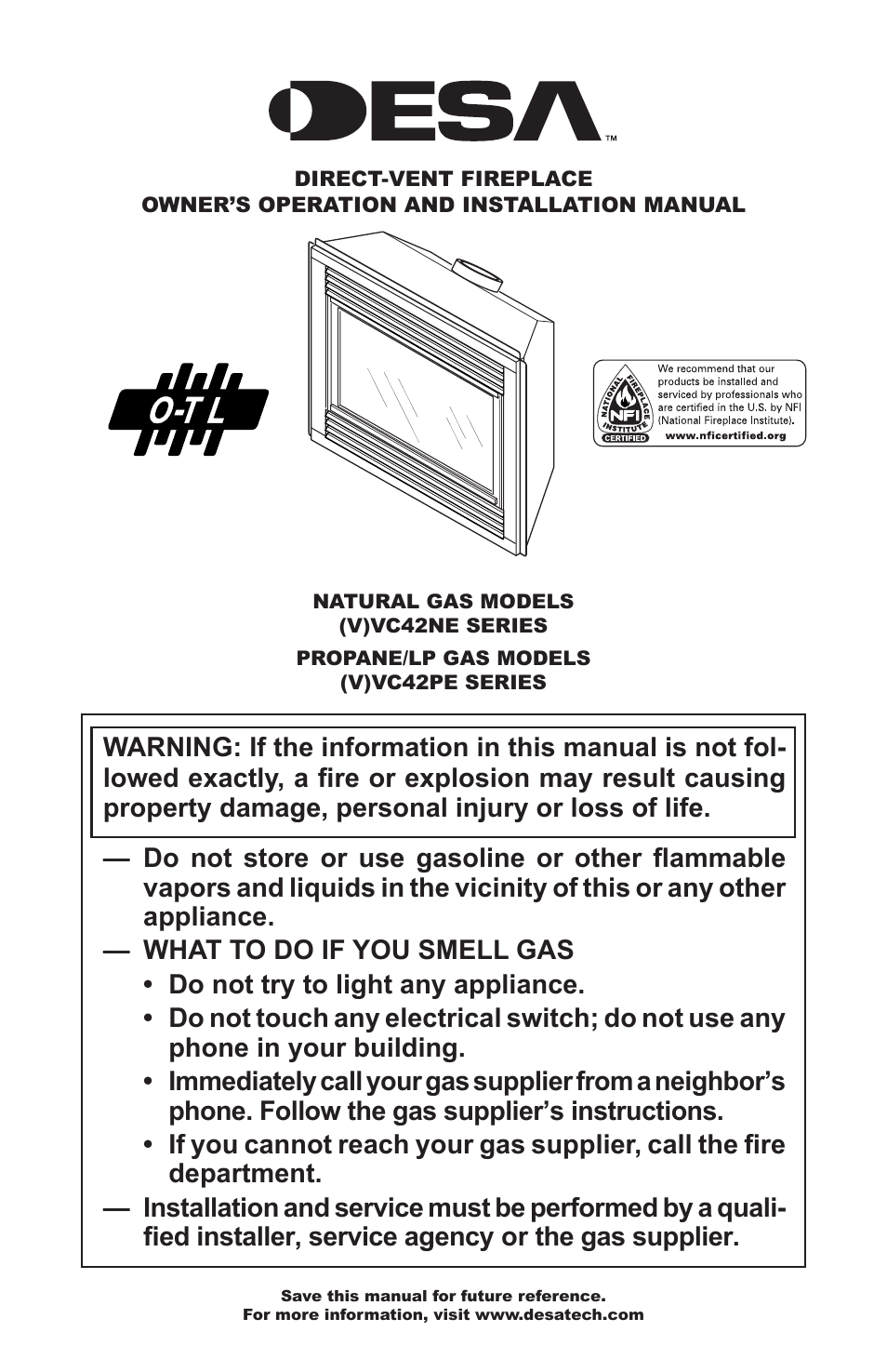Desa VC42NE SERIES User Manual | 40 pages
