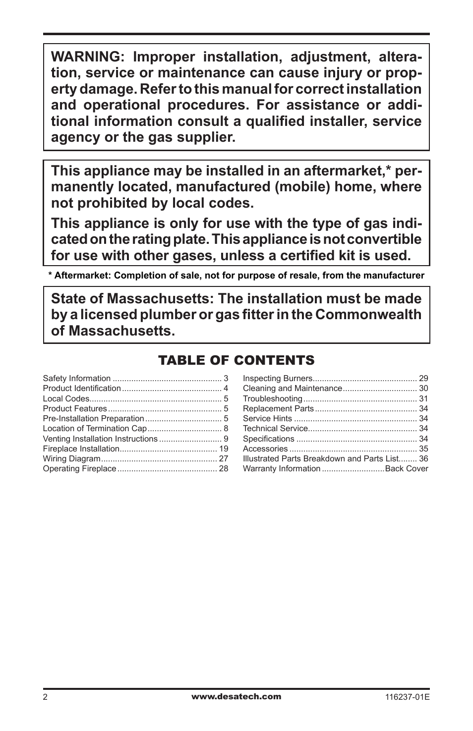 Desa VC42NE SERIES User Manual | Page 2 / 40