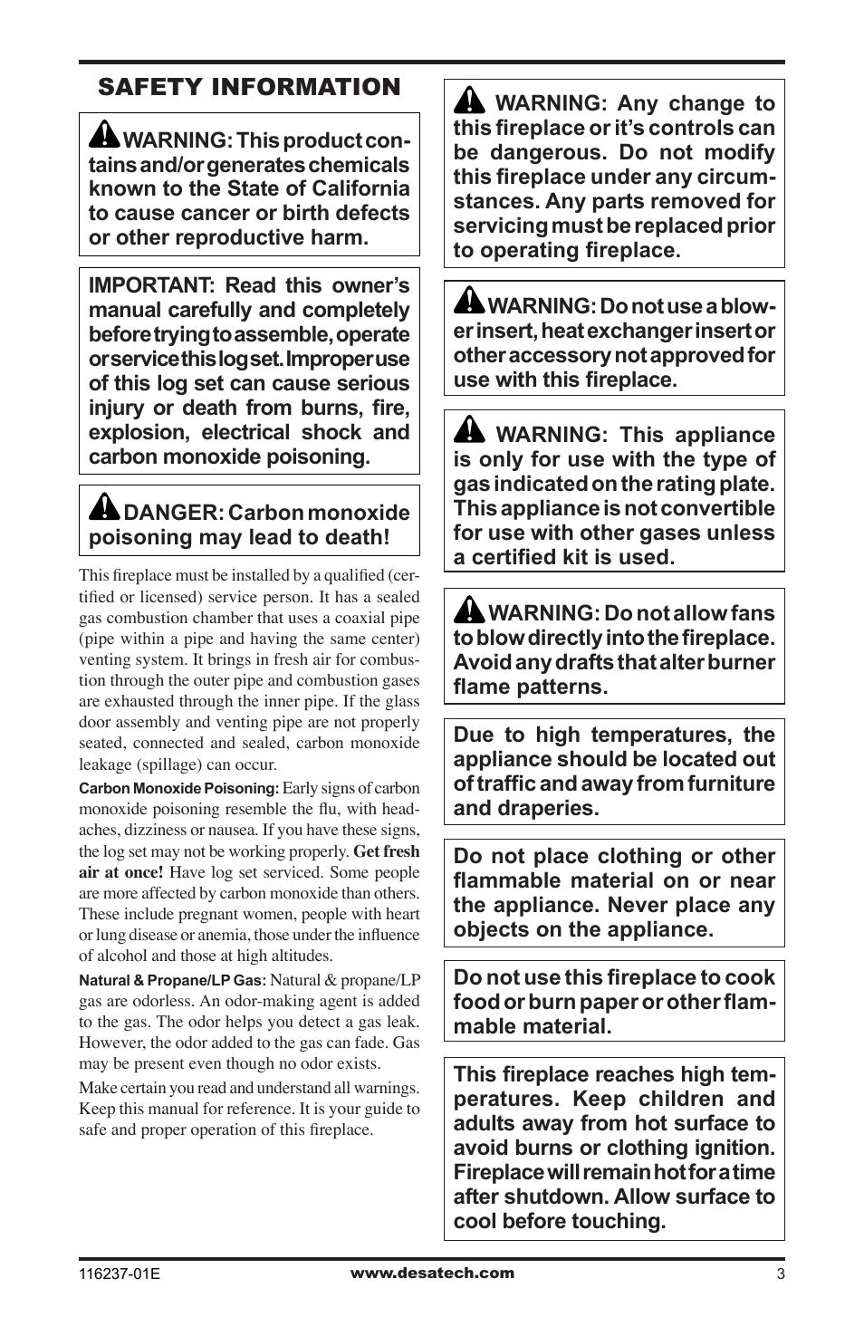 Safety information | Desa VC42NE SERIES User Manual | Page 3 / 40