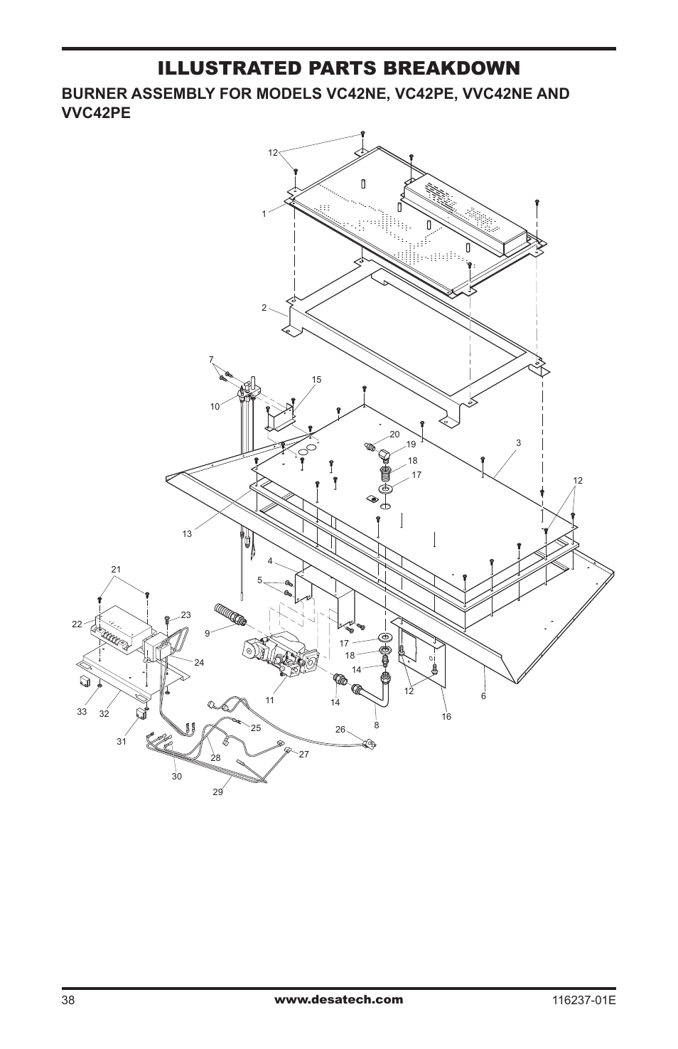 Illustrated parts breakdown | Desa VC42NE SERIES User Manual | Page 38 / 40