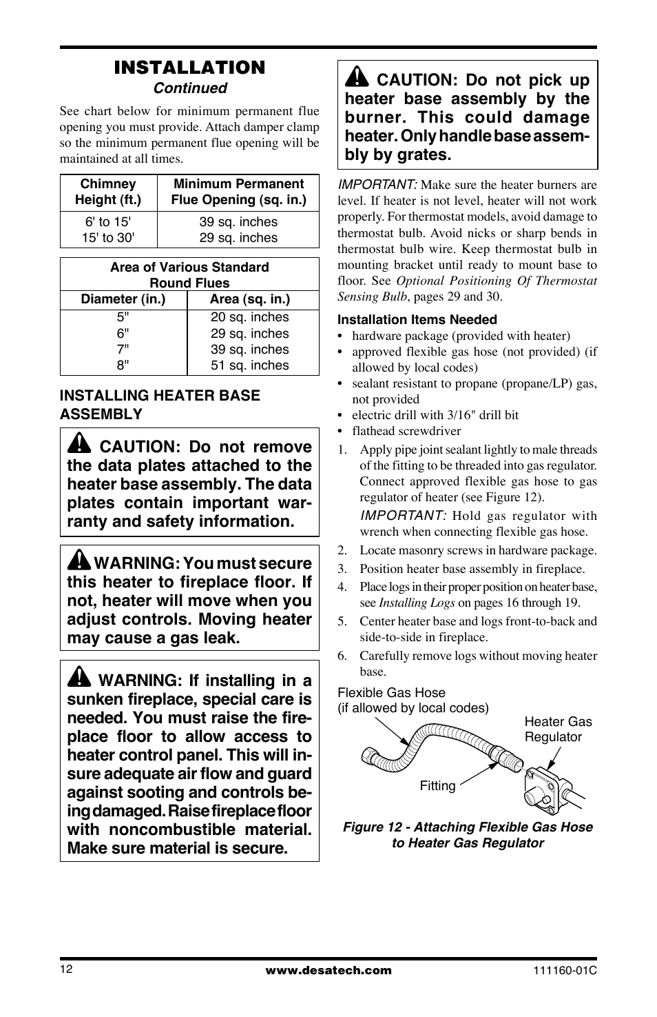Installation | Desa CGD3018PT/NT User Manual | Page 12 / 44