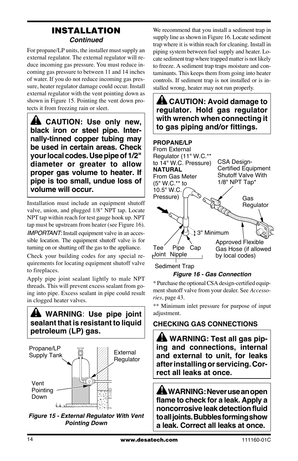 Installation | Desa CGD3018PT/NT User Manual | Page 14 / 44