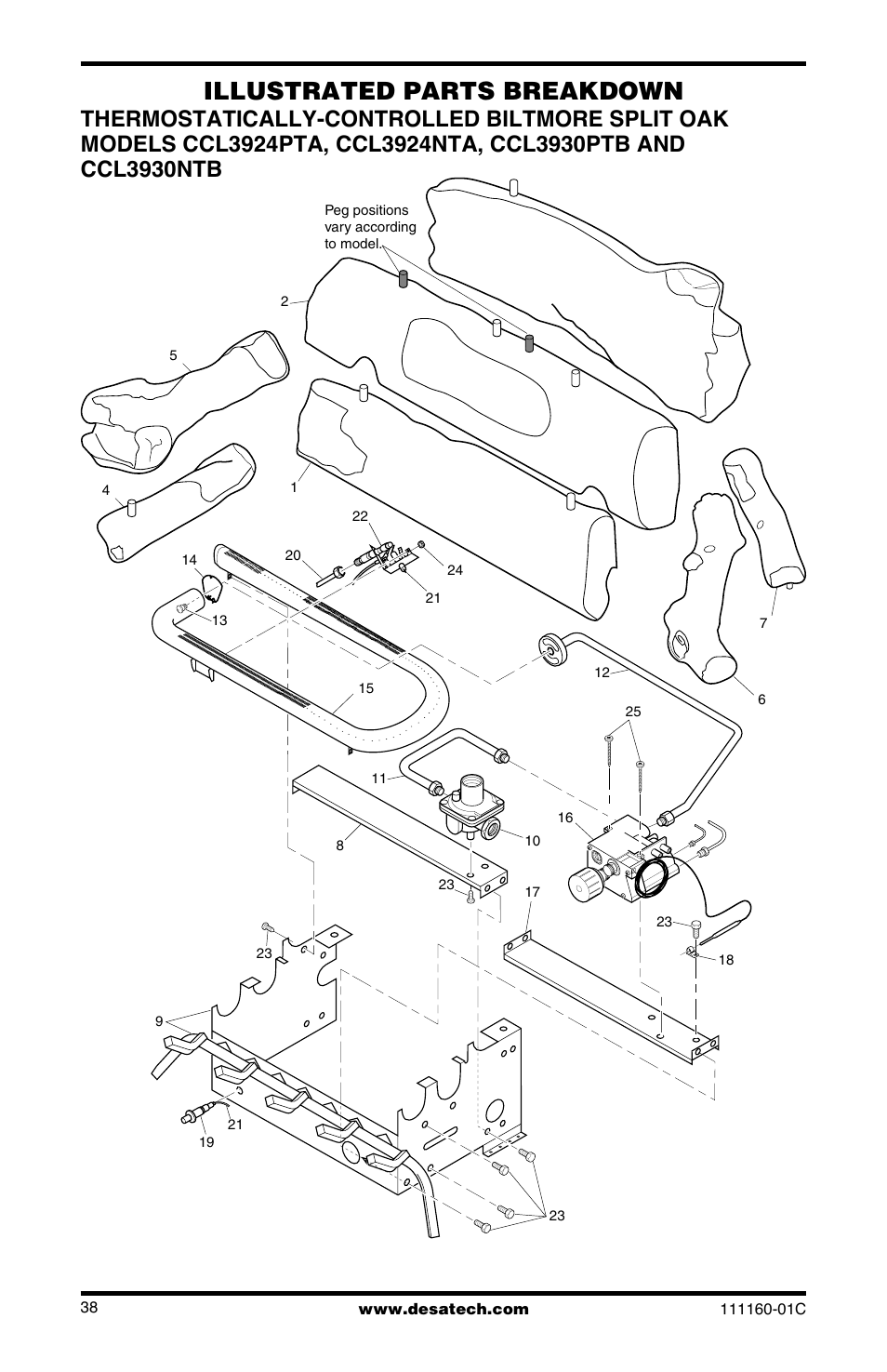 Illustrated parts breakdown | Desa CGD3018PT/NT User Manual | Page 38 / 44