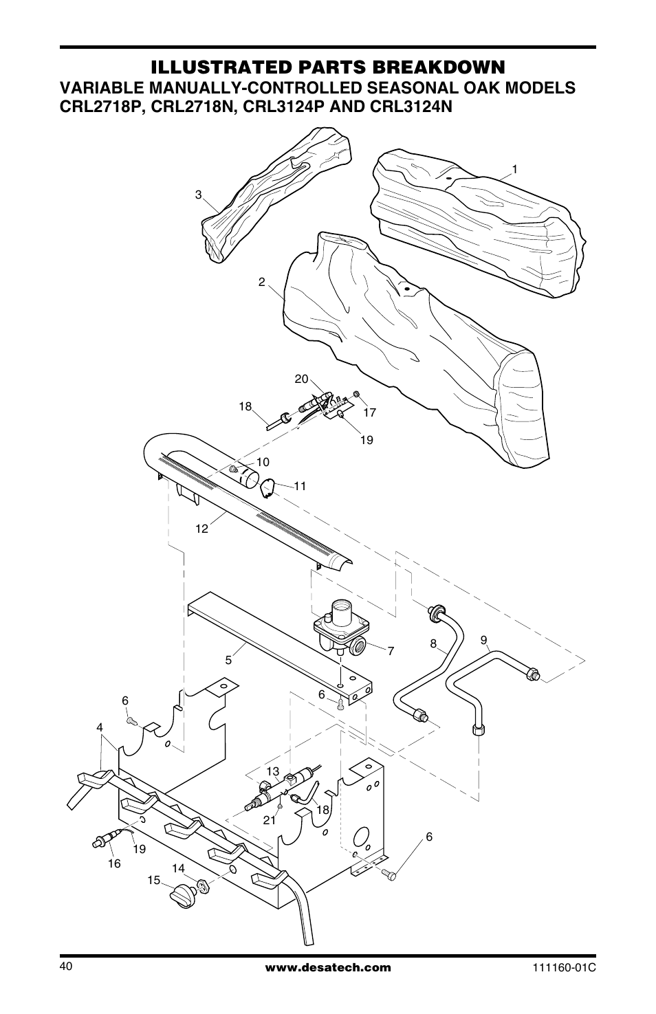 Illustrated parts breakdown | Desa CGD3018PT/NT User Manual | Page 40 / 44