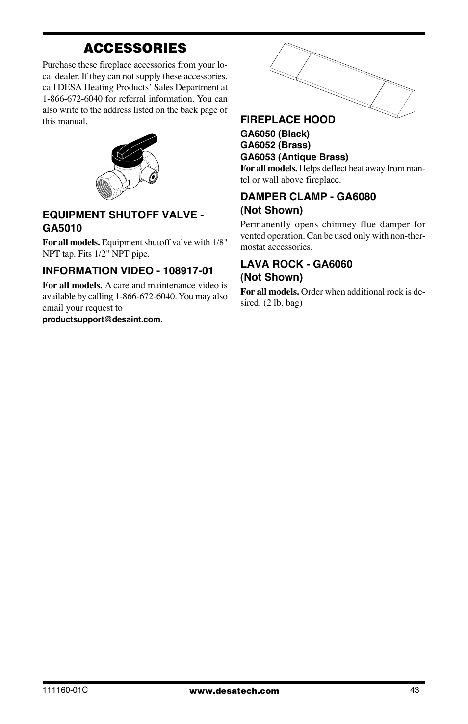Accessories | Desa CGD3018PT/NT User Manual | Page 43 / 44
