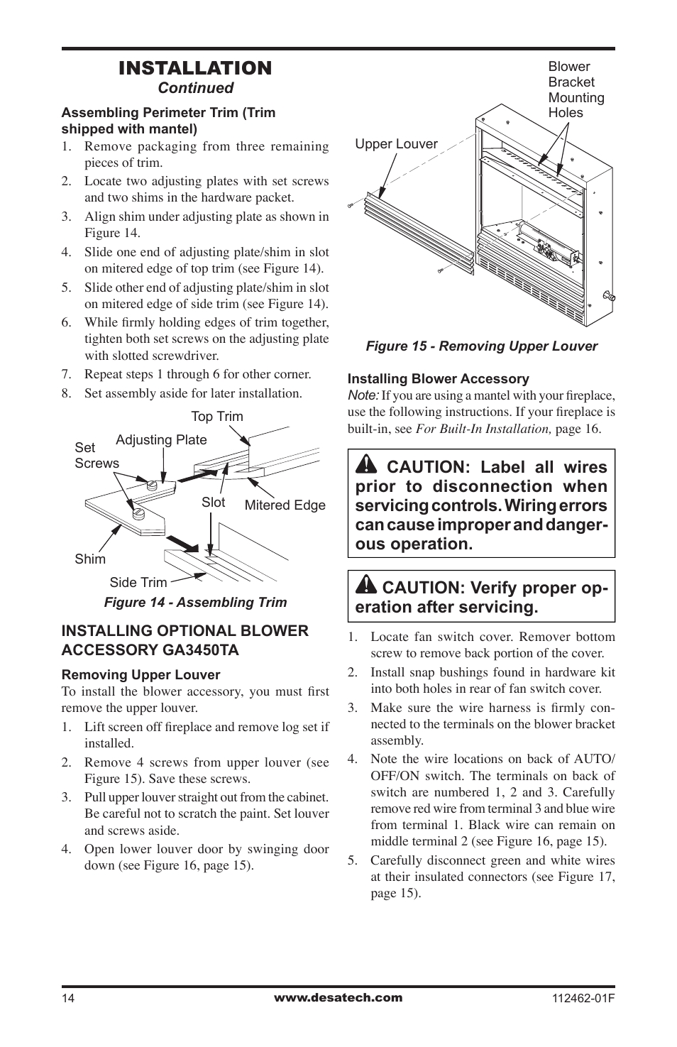 Installation | Desa VMH10TPC User Manual | Page 14 / 44