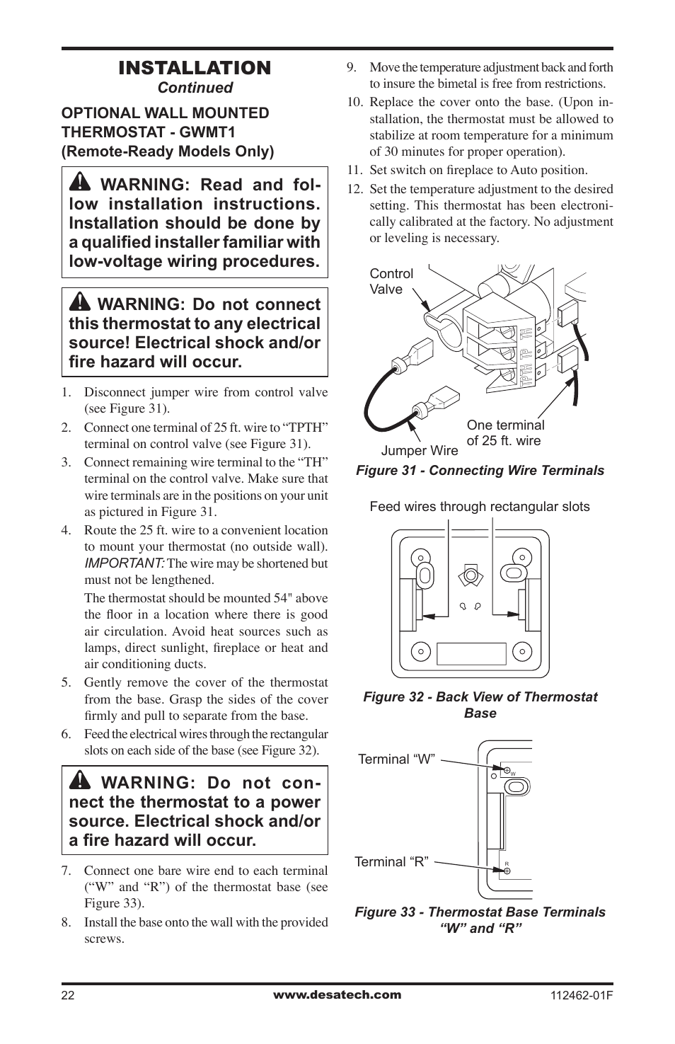 Installation | Desa VMH10TPC User Manual | Page 22 / 44