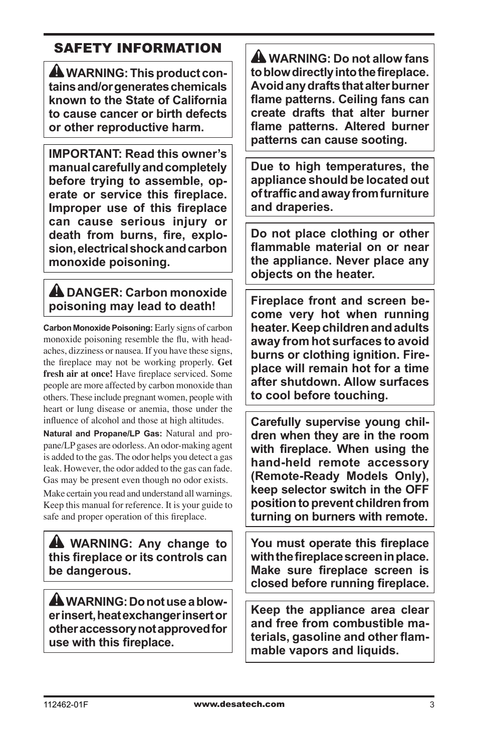 Safety information | Desa VMH10TPC User Manual | Page 3 / 44