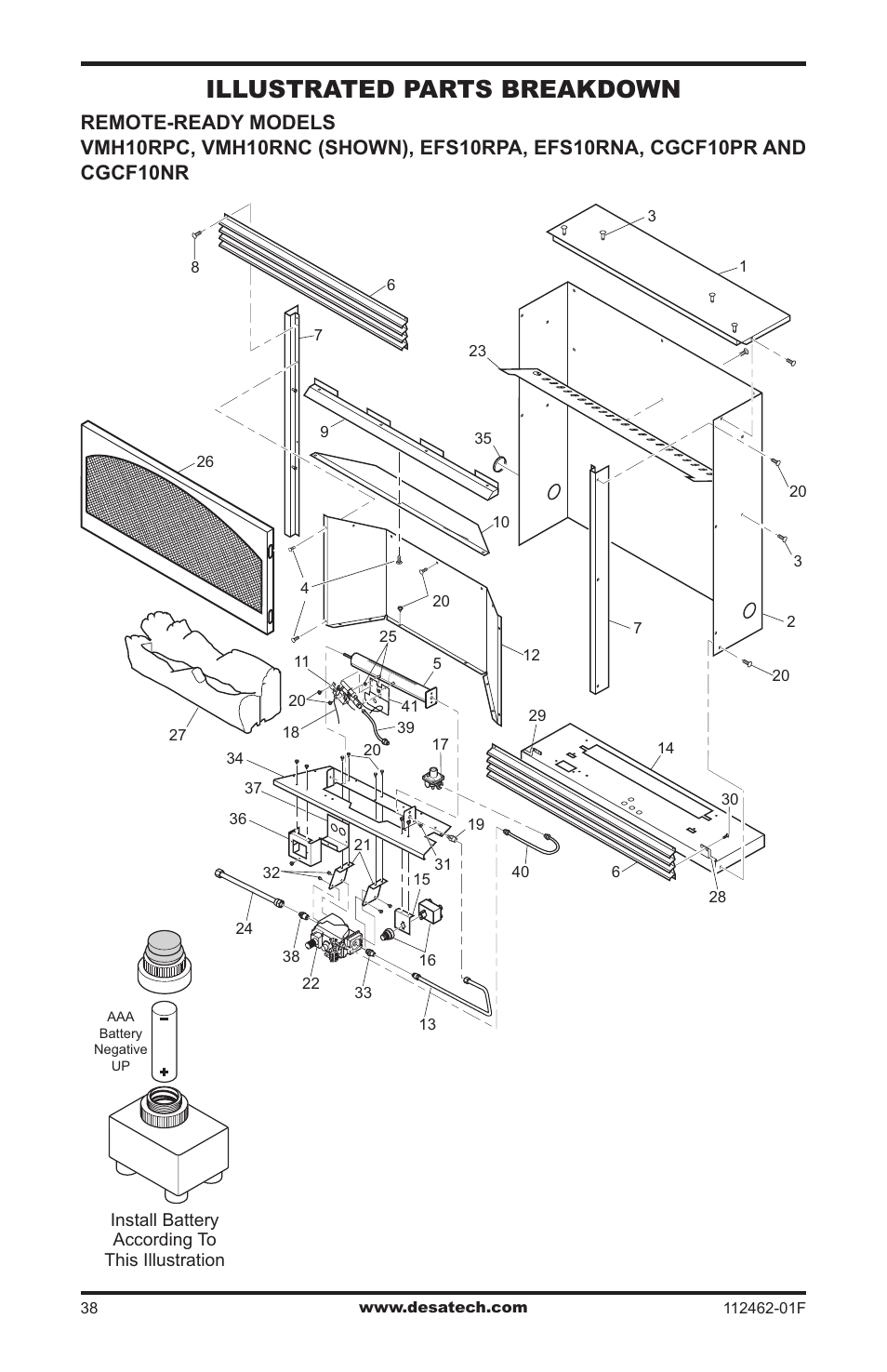 Illustrated parts breakdown | Desa VMH10TPC User Manual | Page 38 / 44