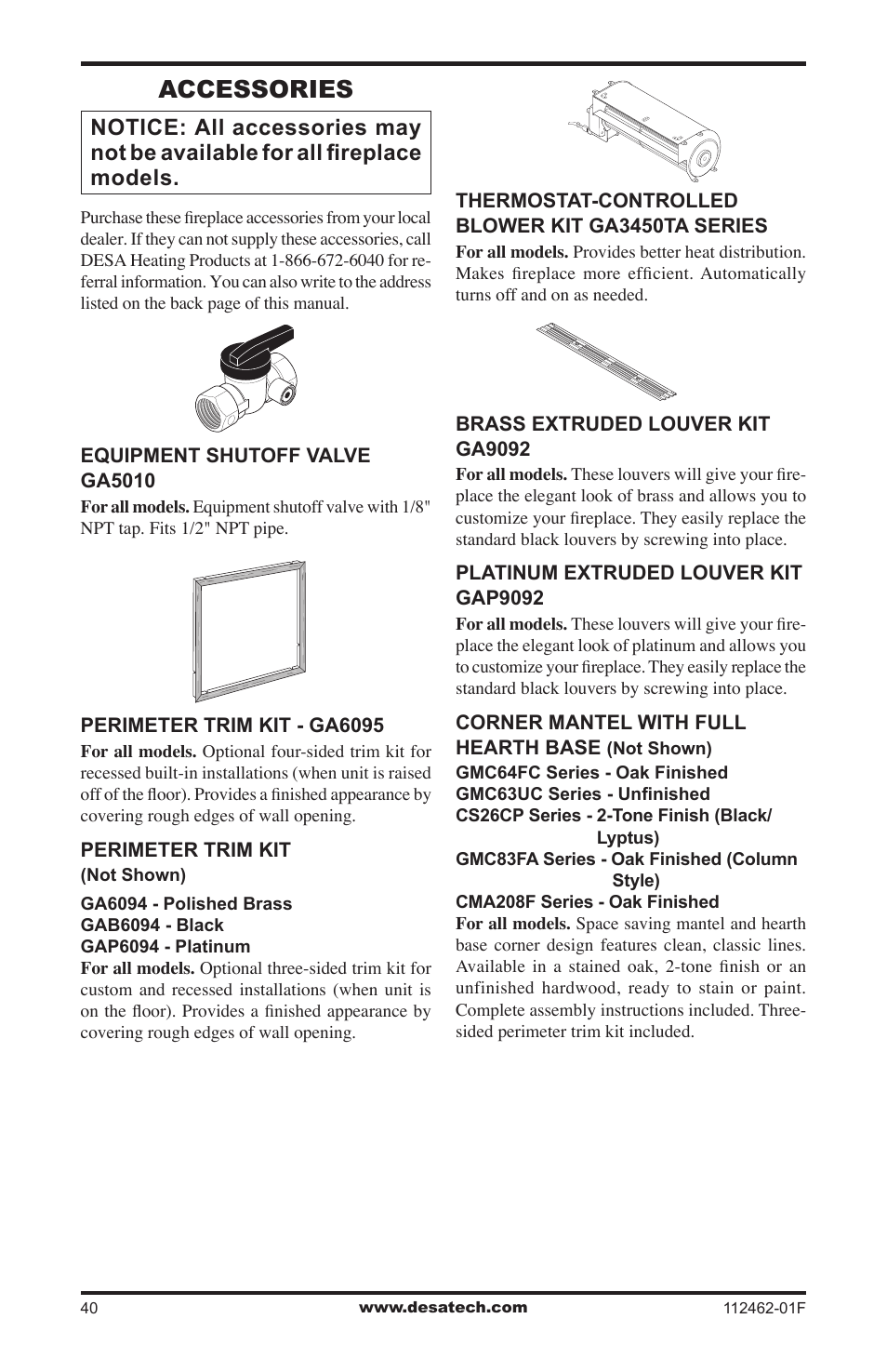 Accessories | Desa VMH10TPC User Manual | Page 40 / 44